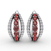 Ruby and Diamond Hoop Earrings