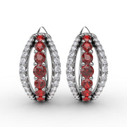 Ruby and Diamond Hoop Earrings