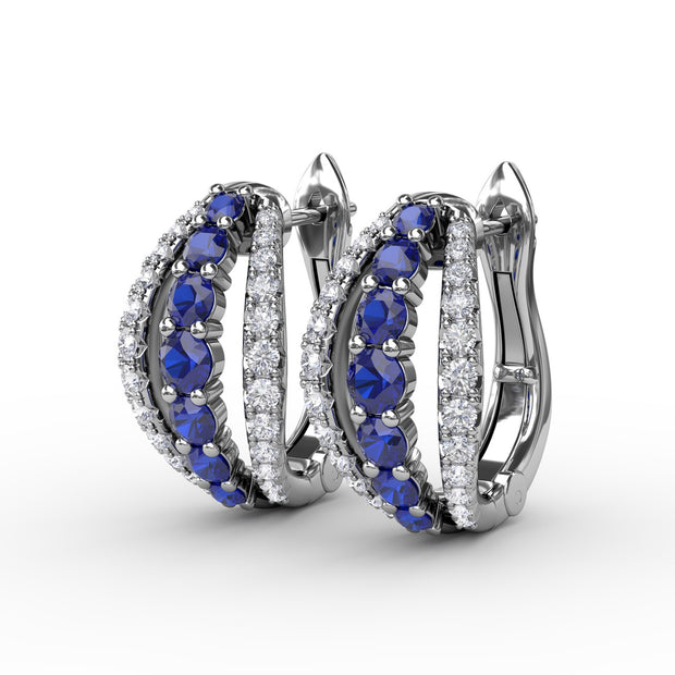 Sapphire and Diamond Hoop Earrings