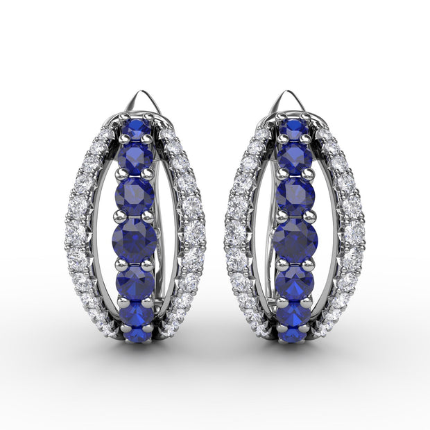 Sapphire and Diamond Hoop Earrings