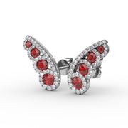 Butterfly Wing Ruby and Diamond Studs