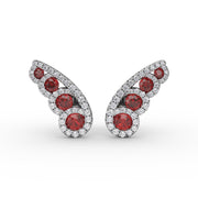 Butterfly Wing Ruby and Diamond Studs