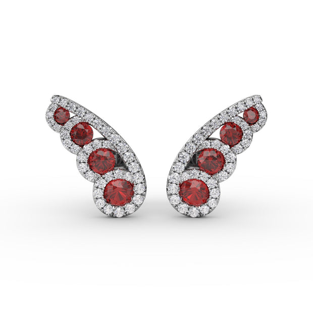 Butterfly Wing Ruby and Diamond Studs