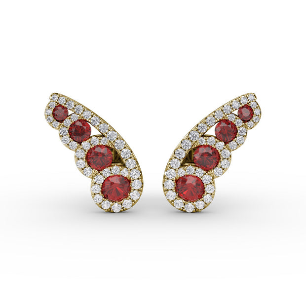 Butterfly Wing Ruby and Diamond Studs