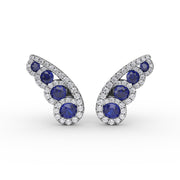 Butterfly Wing Sapphire and Diamond Studs