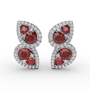 Teardrop Ruby and Diamond Earrings