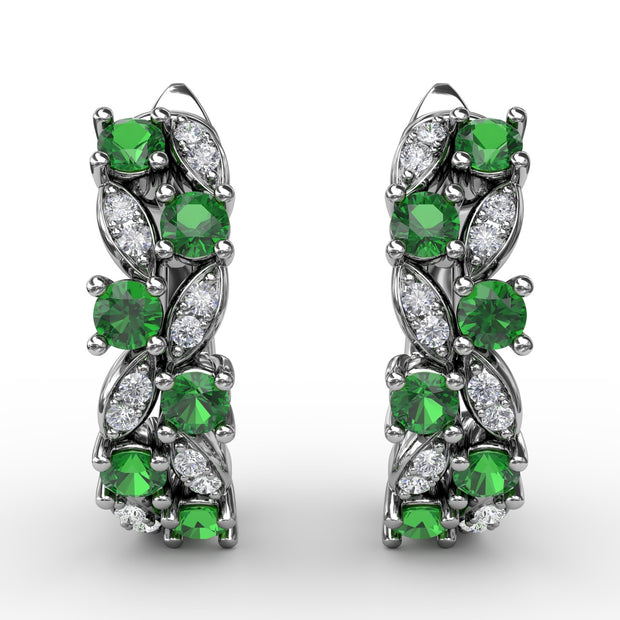Clustered Emerald and Diamond Earrings