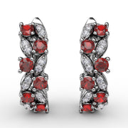 Clustered Ruby and Diamond Earrings