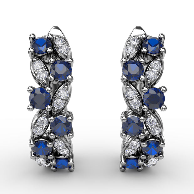 Clustered Sapphire and Diamond Earrings