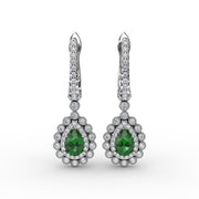 Pear-Shaped Emerald and Diamond Earrings