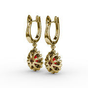 Pear-Shaped Ruby and Diamond Earrings
