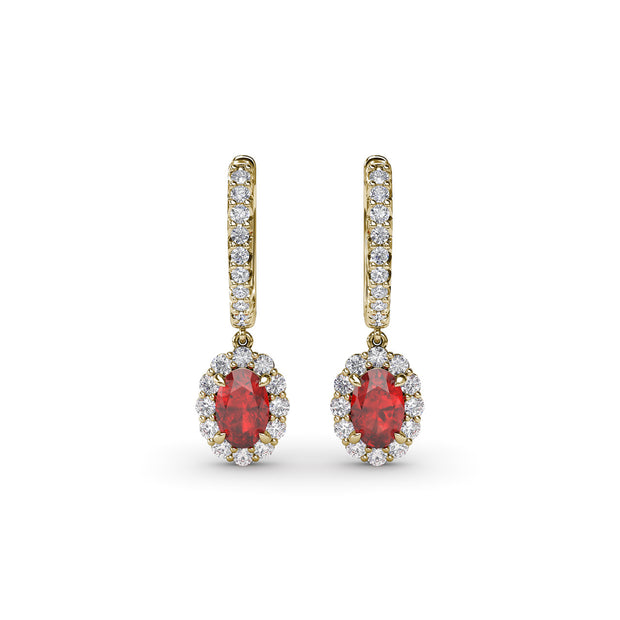 Dazzling Ruby and Diamond Drop Earrings