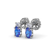 Oval Sapphire and Diamond Stud Earrings