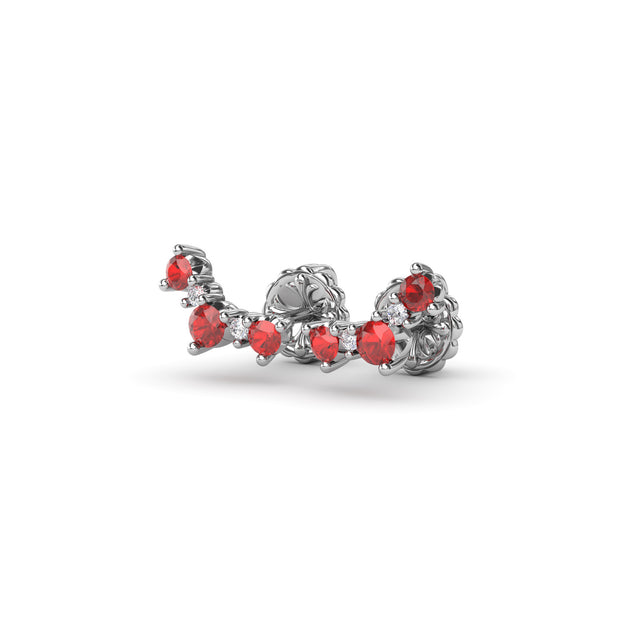 Five Stone Ruby and Diamond Climber Earrings