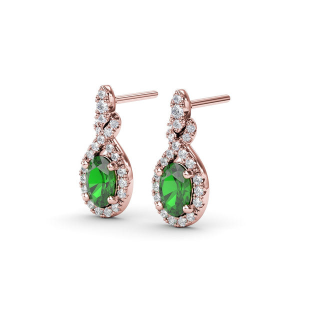 Love Knot Emerald and Diamond Earrings