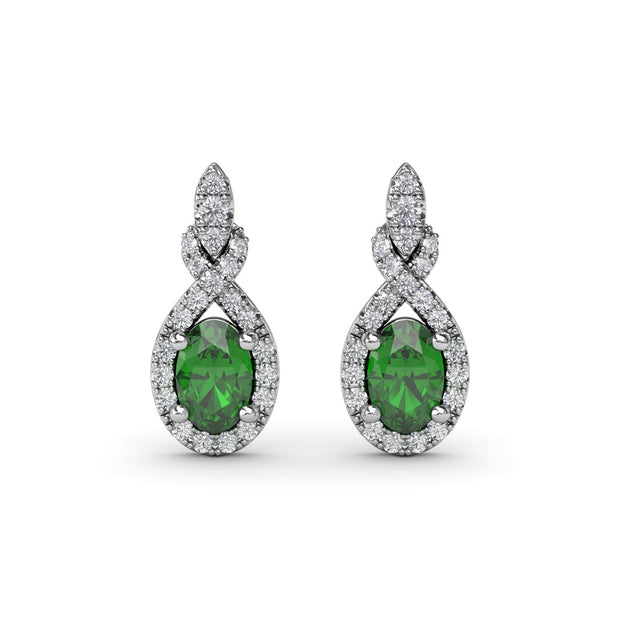 Love Knot Emerald and Diamond Earrings