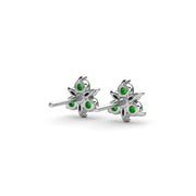 Trio Stud Emerald and Diamond Earrings