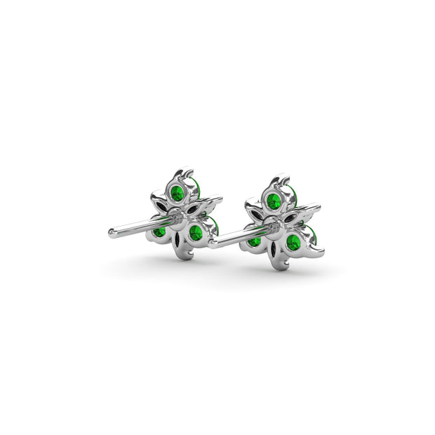 Trio Stud Emerald and Diamond Earrings