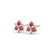 Trio Stud Ruby and Diamond Earrings