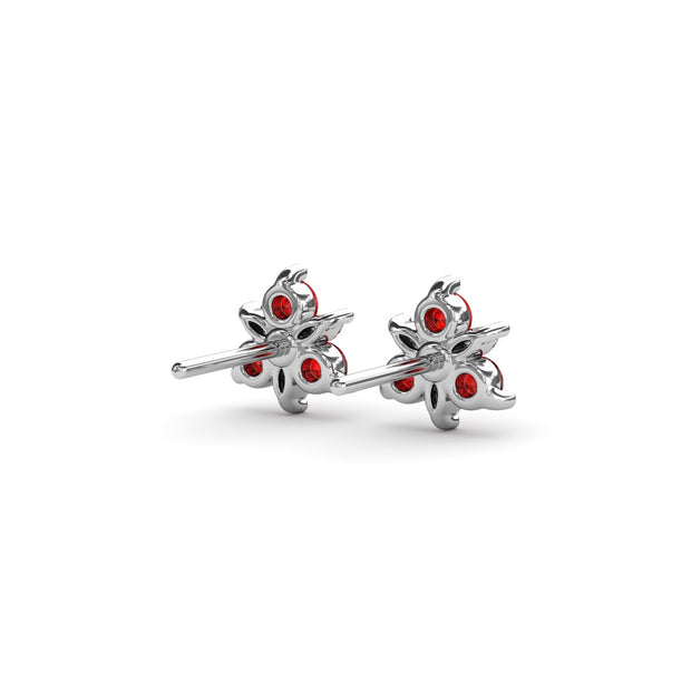 Trio Stud Ruby and Diamond Earrings