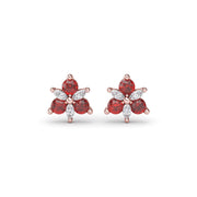 Trio Stud Ruby and Diamond Earrings