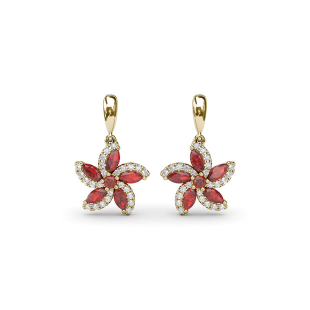 Ruby and Diamond Catalina Drop Earrings