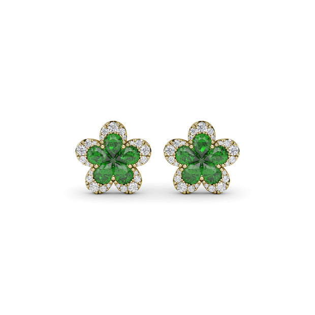 Magnolia Emerald and Diamond Earrings