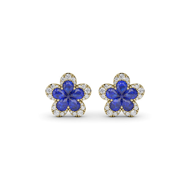 Magnolia Sapphire and Diamond Earrings