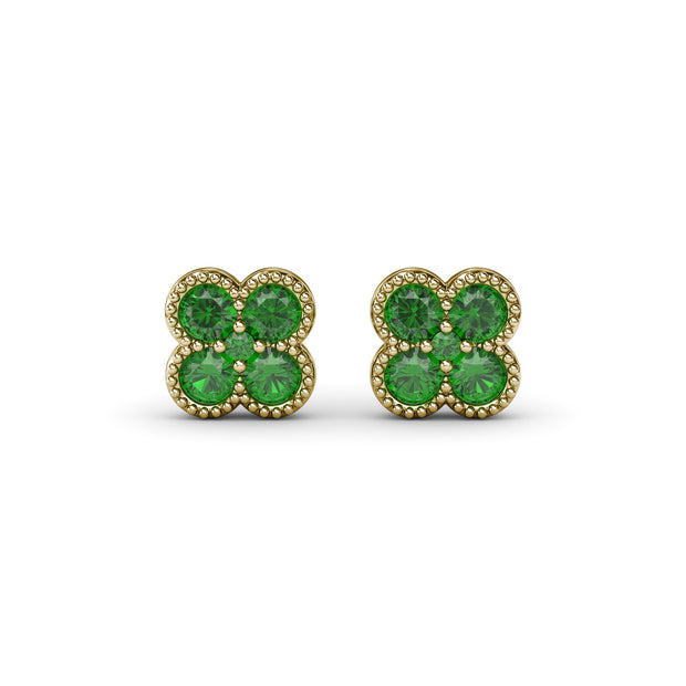 Magnolia Milgrain Emerald Earrings