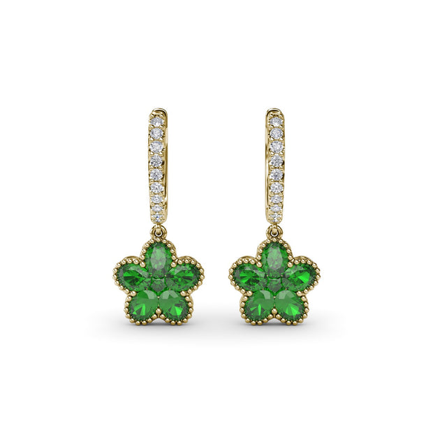 Magnolia Emerald Huggie Hoops