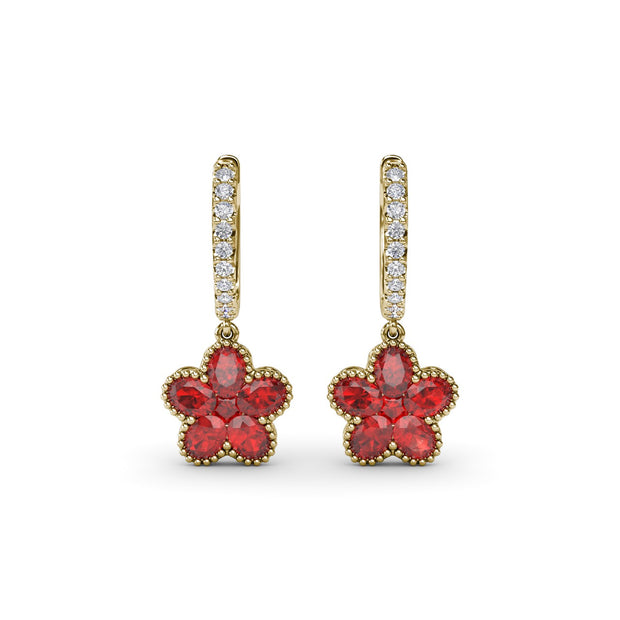 Magnolia Ruby Huggie Hoops