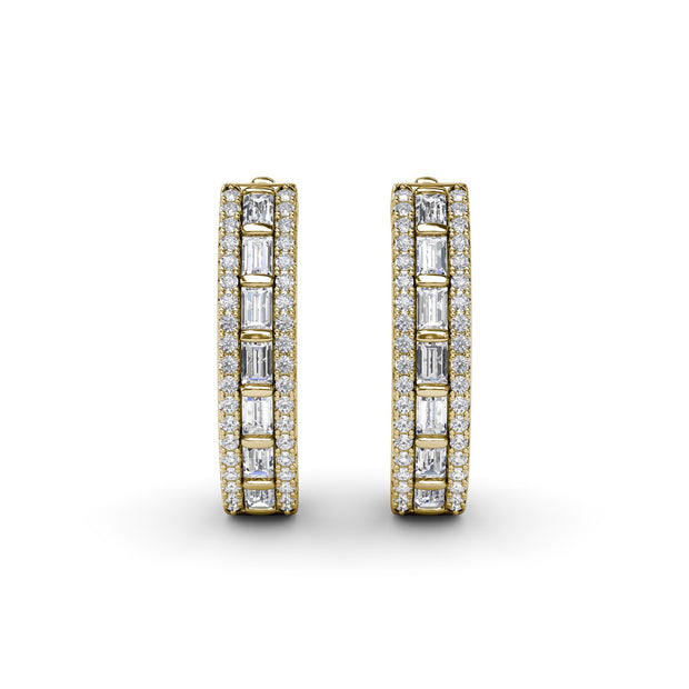 Bar-Set Baguette Diamond Hoops