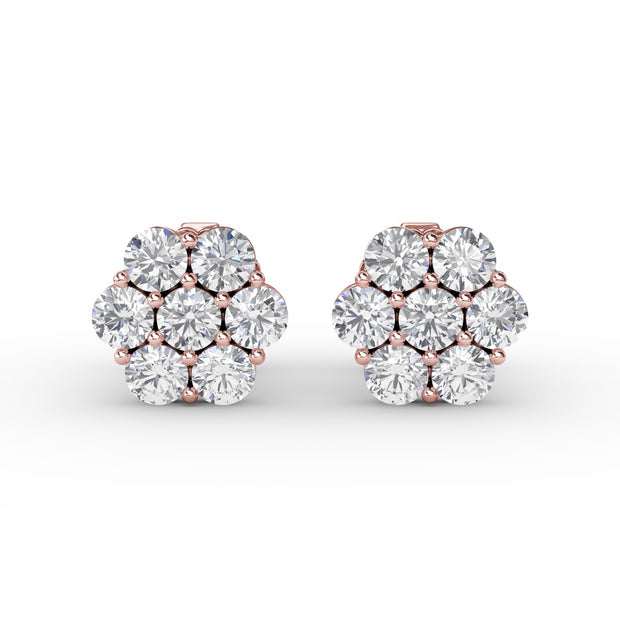 Magnolia Floral Diamond Stud Earrings