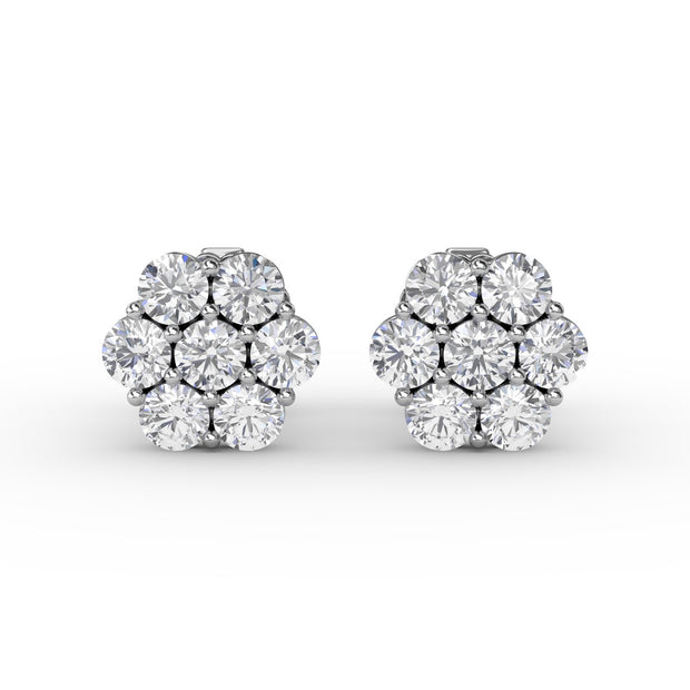 Magnolia Floral Diamond Stud Earrings