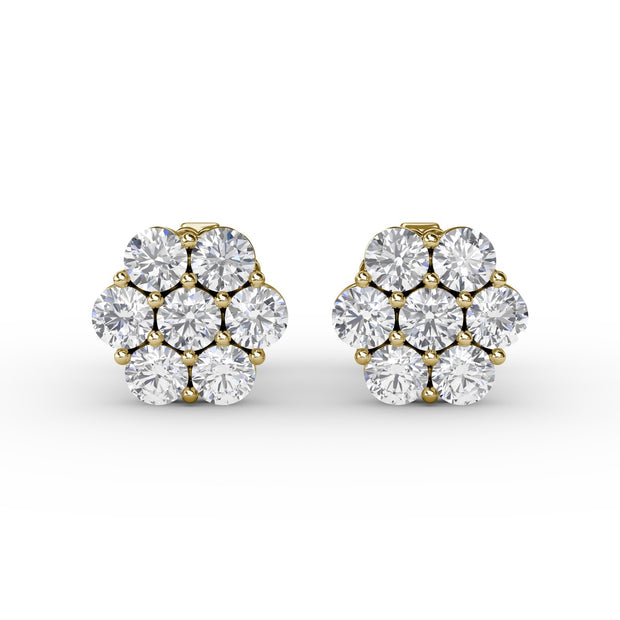 Magnolia Floral Diamond Stud Earrings
