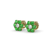 Magnolia Emerald And Diamond Stud Earrings
