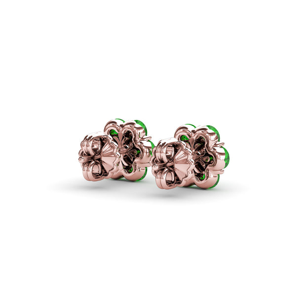 Magnolia Emerald And Diamond Stud Earrings