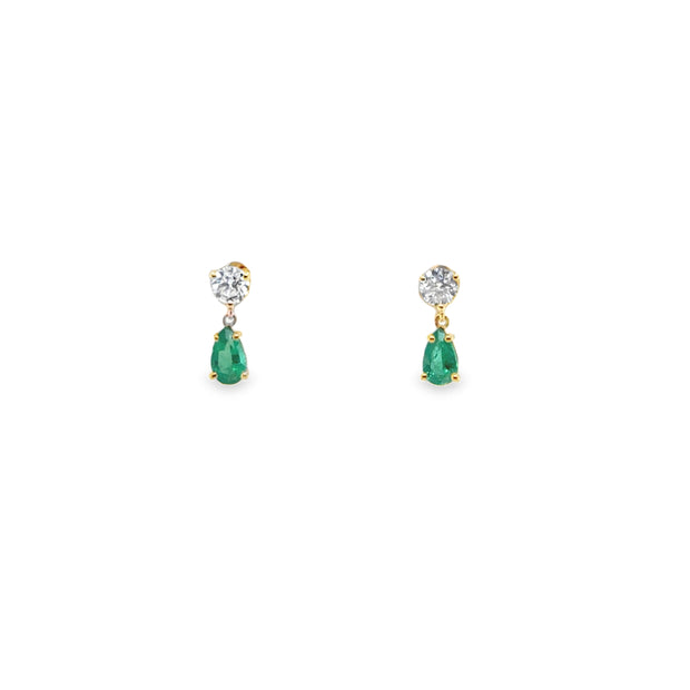 Diamond & Emerald Drop Earrings