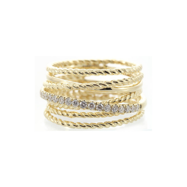 Diamond Twisted Rope Ring