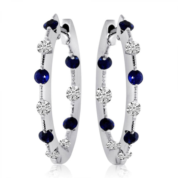 Sapphire & Diamond Hoops