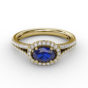 Halo Sapphire and Diamond Ring
