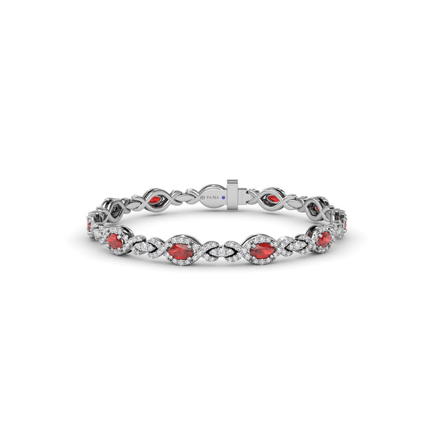 Love Knot Ruby and Diamond Bracelet