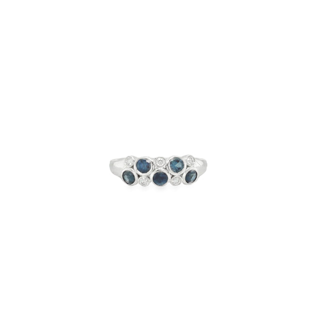 Teal Sapphire and Diamond Ring