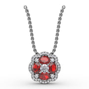 Love in Bloom Ruby and Diamond Pendant