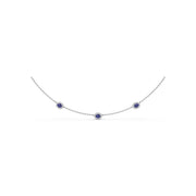 Three Stone Sapphire and Diamond Necklace