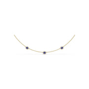 Three Stone Sapphire and Diamond Necklace