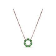 Shared Prong Emerald and Diamond Circle Necklace