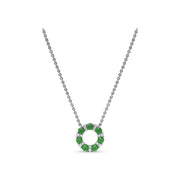 Shared Prong Emerald and Diamond Circle Necklace