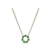 Shared Prong Emerald and Diamond Circle Necklace