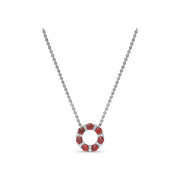 Shared Prong Ruby and Diamond Circle Necklace